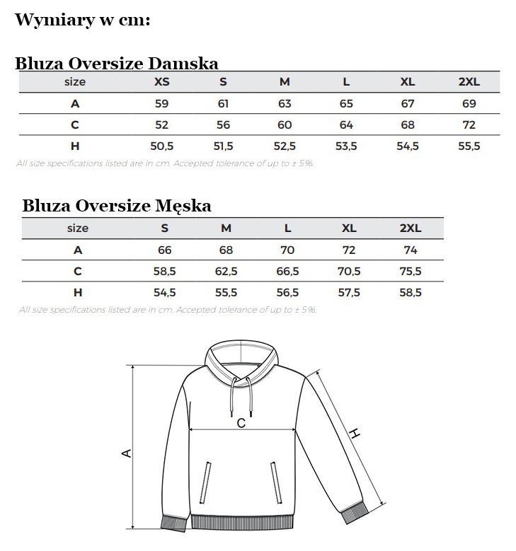 Bluza Oversize - Wymiary